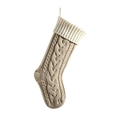 billige Strømper og holdere-Kabelstrikkede julestrømper, 18 tommer store peishengende strømper til julepynt, julegave