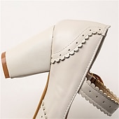 preiswerte Block Heels-Weiße Mary-Jane-Pumps im Vintage-Stil für Damen – Retro-Brogue-Pumps mit gewelltem Riemen und Blockabsatz, elegante Abendschuhe für Hochzeiten und besondere Anlässe