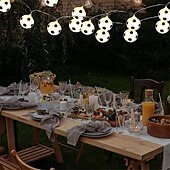 preiswerte Batterie-Lichterketten-LED Fußball Lichterkette EM 1,5m batteriebetrieben Weltmeisterschaft DIY RGB Warmweiß Fußball Lichterkette Bar KTV Club Party Kinderzimmer Dekoration