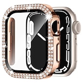 baratos Capa Smartwatch-2 por Pacote Estojo de relógio com protetor de tela Compatível com Apple Watch Series 8 7 41mm 45mm / Series 6 5 4 SE 40mm 44mm / Series 3 2 1 38mm 42mm Resistente a riscos Bling Diamond Limpar HD
