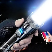 cheap Flashlights-Rechargeable Flashlight High Lumens Powerful Led Flashlight, White Laser Wick LED Super Bright Flashlight USB Powerful Handheld Flashlights, Rechargeable Flashlights for Emergencies Camping Hiking