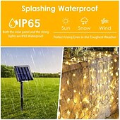 economico Striscie luci ad energia solare-1 stringa di luci solari per esterni - 8 modalità di luce decorativa da giardino, illuminazione notturna d&#039;atmosfera per balconi esterni, decorazioni per Natale, Halloween, San Valentino e feste