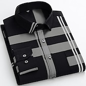 ieftine Cămăși de rochie pentru bărbați-Bărbați Cămașă de Costum Cămașă fără călcat Nuntă Muncă Negru / Roșu Negru / Gri Negru Alb Manșon Lung Pătrat Vară Îmbrăcăminte Imprimeu