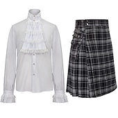  Punk Gothic Scottish Utility Kilts Medieval Carnival Men's Costume Vintage Cosplay Party Evening Skirts Masquerade