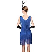 levne oblečení-Retro Řvoucí 20s 20. léta 20. století Bubenové šaty Úbory Sada příslušenství Velký Gatsby Svatební host Flitry Třásně Flitry Třásně Do V Dámské předvečer Všech svatých Karneval Plesová maškaráda