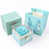 ieftine Decorațiuni de nuntă-adevărat trandafir etern rotativ set cutie cadou romantic etern floare | ziua de nastere, ziua mamei, cadouri pentru femei, cadou de ziua indragostitilor