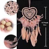 ieftine Lumini decorative-captatoare de vise in forma de inima cu lumini LED lumini cu pene tesute manual decor romantic de perete pentru ziua indragostitilor cadouri de Craciun pentru baieti fete decor pentru dormitor pentru