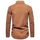 economico camicia da uomo con bottoni-Per uomo Camicia Maglietta informale Camicia di velluto a coste Nero Giallo Rosa Viola Marrone Manica lunga Liscio Bavero Strada Da mare Di base Abbigliamento Di tendenza Comodo