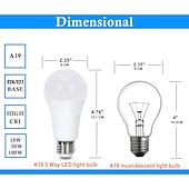 economico Lampadine LED a sfera-lampadina a led lampadina a led a 3 vie 120w equivalente luminosità a 3 livelli lampadina a19 luce calda 3000k bianco 6000k e27 e26 base lampada a led lampada da terra lampada da tavolo lampada a