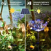 olcso Pathway Lights &amp; Lanterns-2db napelemes kert 8 világítási módú csillagsugárzó lámpák, vízálló napenergiával működő tűzijáték lámpák kültéri dekorációhoz, 120 led csillagszóró füzér az udvari ösvényen, Valentin-napi parti