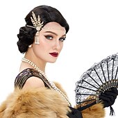 preiswerte Historische Perücken-Rauschende 20er Jahre Perücke Welle 1920er Jahre Perücke kurz lockig schickes Kostüm für Frauen Cosplay Party 70er Halloween Perücken