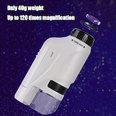 お買い得  知育玩具-ハンドヘルド顕微鏡キットラボ LED ライト 60x-120x ラボミニハンドヘルドバッテリー駆動顕微鏡 LED ライト付き子供科学