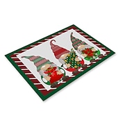 baratos Decoração de Natal-corredor de mesa vermelho, decoração de mesa sazonal em estilo fazenda de férias de inverno