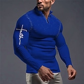 olcso Férfi Vintage póló-Férfi Hit Gofris pólóingek Zip Polo Golf pólóingek Hosszú ujj Pólóingek Cipzár Szüret Szabadtéri Alkalmi / Napi Utcai öltözék 3D Nyomtatott Ősz &amp; tél Fekete Fehér Bor