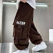 cheap Bottoms-Kids Boys Pants Trousers Pocket Solid Color Keep Warm Comfort Pants School Sports Daily Black Coffee
