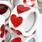 economico Decorazioni per matrimoni-500 pezzi/rotolo adesivi scintillanti a forma di cuore rosso amore scrapbooking adesivo adesivo per San Valentino confezione regalo di nozze decorazione sacchetto di compleanno festa della mamma festa