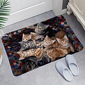 billige Dørmatter-søte katter dørmatte gulvmatter vaskbare tepper kjøkkenmatte sklisikkert oljetett teppe innendørs utendørs matte soverom dekor baderomsmatte inngangsteppe
