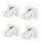 cheap Storage &amp; Organization-4Pcs Self Adhesive Curtain Rod Bracket Punch-free Curtain Rod Clips Nail-Free Hook Adjustable Shower Curtain Rod Hanging Holder