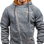 tanie podstawowe bluzy męskie-Męskie Bluza z Kapturem Rozpinana bluza z kapturem Jasnoszary Ciemnoszary Szary Kaptur Kolorowy blok Zamek Sport i turystyka Codzienny Święto Zabytkowe Moda miejska Nowoczesne Jesień i zima Odzież