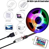 economico Strisce LED-5 v usb rgb cob ha condotto la striscia luminosa 1-3 metri cambia colore striscia di luce tv retroilluminazione ir24 controller chiave fondo mobile flessibile per camera da letto cucina casa