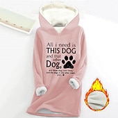 cheap Humor&amp;Quotes Tops-Women&#039;s Hoodie Sweatshirt Pullover Sherpa Letter Casual Sports Print Warm Fuzzy Comfrt Hoodie Long Sleeve Top Micro-elastic Fall &amp; Winter Comfrt Breathable Soft Fabric