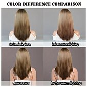 economico Parrucche trendy sintetiche-Parrucche sintetiche bionde ombre marroni con frangia Parrucca per capelli naturali morbidi e lisci a strati per le donne, feste quotidiane, resistente al calore ad alta densità