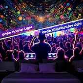 preiswerte Blacklight -Wandteppiche-Schwarzlicht-Wandteppich, UV-reaktiv, leuchtet im Dunkeln, Party, Neon, Trippy, Misty Bar, Konzert, Wandteppich, Wandbild für Wohnzimmer, Schlafzimmer