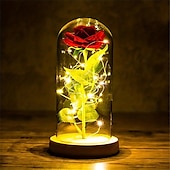 cheap Decorative Lights-Eternal Rose LED Light: Add a Romantic Glow to Your Home with a Foil Flower Table Lamp - Perfect for Room Decor, Wedding Favors, Valentines Day Gift, Girlfriend Night Lights!