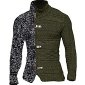 halpa miesten neuletakki-Miesten Neuletakki Joustin Neuloa Lyhyt Kudottu Pystykaulus Lämmittely Moderni nykyaikainen Arki-asut Bile Vaatetus 봄 &amp; Syksy Musta Valkoinen M L XL