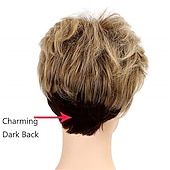 זול פאה מבוגרת-פאות פיקסי קצרות של baruisi לנשים מעורב בלונדינית פאת שיער קוספליי בשכבות סינטטי