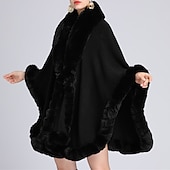 billige Sjaler &amp; Innpakninger-Pelssjal Sjale Sjal til kvinner Elegant Hold Varm Ermeløs Fuskepels Bryllup Wrap Med Ren Farge Til Bryllup Høst vinter
