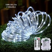 billige vanntette stripelys-1 pakke batteriboks rørstrenglys, 8-modus vanntette utendørs LED-lysstrenger, varmhvit, farget, hvit for hagebelysning, bryllup, fester, trær, jul, julepynt
