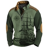 economico Felpe 3D da uomo-Per uomo Navy Felpe Felpa Felpa con zip Maglione Manica lunga Felpa Chiusura lampo quarto Giornaliero Classico Informale Stampa 3D Per eventi Per uscire Abbigliamento di strada Stampa Primavera