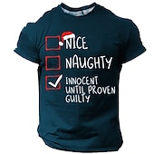 abordables Tenue de Noël amusante-T-shirts de Noël amusants pour hommes, motif lettre graphique 3D, chapeau, designer quotidien, rétro, vintage, imprimé 3D, sport, plein air, vacances, sorties, noir, bleu, rouge&amp;amp;col ras du cou à