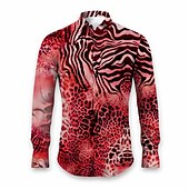 cheap Animal Print-Men&#039;s Leopard Animal Fur Pattern Shirt Button Up Shirt Long Sleeve Abstract Daily Wear Going out Fall &amp; Winter Turndown Print Button-Down Yellow Pink Red Blue Purple