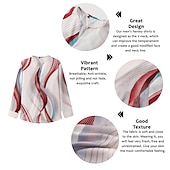 ieftine Model Geometric-Bărbați Model Geometric Curbă Geometrie Cămașă Camașă cu nasturi Manșon Lung Modă Șic Stradă Designer În aer liber Casual Zilnic Vară Toamnă În V Imprimeu Albastru Verde Roșu Vin Albastru piscin