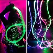 cheap Novelties-LED Fiber Optic Dance Whip - USB Rechargeable Ideal for Halloween Christmas and Holiday Celebrations - Perfect for Stage Ambience Props