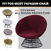 abordables Cubierta de sillón y silla sin brazo-Funda de terciopelo para silla con platillo redondo, fundas para silla Moon, 1 pieza, funda elástica extraíble para silla Moon con parte inferior elástica para sala de estar