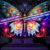 levne Tapiserie Blacklight-blacklight gobelín uv reaktivní záře ve tmě záře party neon trippy mlhavý motýl závěsný gobelín nástěnná malba pro obývací pokoj ložnice
