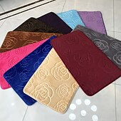 preiswerte Läufer und Teppiche-1 Stück Badvorleger, Rosenblüten-Muster, Badezimmer-Badematte, Flanell, rutschfester Teppich, Badewannen-Bodenteppich, Duschraum-Fußmatte, Memory-Schaum-Matte, waschbarer Teppich
