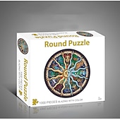 economico Puzzle-creativo 1000 pezzi di carta bianca piatta carta addensata puzzle circolare luna amore mare puzzle giocattolo per adulti