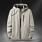 preiswerte Aktive Oberbekleidung für Herren-Herren Outdoorjacke Regenjacke Wanderjacke Freizeitskleidung Urlaub Wochenende Weich Zip WASSERDICHT Herbst Winter Glatt Warm Moderne zeitgenössische Mit Kapuze Sportkleidung Dick Standard Schwarz