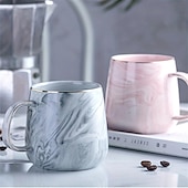 preiswerte Becher &amp; Tassen-1 Stück isolierte Kaffeetasse mit nordischem Marmormuster und goldenem Rand – kreative Keramiktasse für Paare