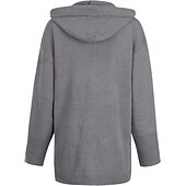 voordelige Vesten en bovenkleding-Dames Vest Gebreid nappi Effen Effen Kleur Basic Casual Zacht Lange mouw Ruimvallend Trui Vesten Capuchon Open voorzijde Herfst Winter blauw Zwart Grijs / Dagelijks / Jas
