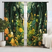 billiga Gardiner och draperier-2 paneler gardiner för vardagsrum sovrum, blommor gardin draperier för sovrum dörr kök fönster behandlingar värmeisolerade rum mörkare