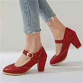 preiswerte Block Heels-Weiße Mary-Jane-Pumps im Vintage-Stil für Damen – Retro-Brogue-Pumps mit gewelltem Riemen und Blockabsatz, elegante Abendschuhe für Hochzeiten und besondere Anlässe