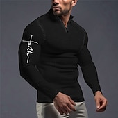 olcso Férfi Vintage póló-Férfi Hit Gofris pólóingek Zip Polo Golf pólóingek Hosszú ujj Pólóingek Cipzár Szüret Szabadtéri Alkalmi / Napi Utcai öltözék 3D Nyomtatott Ősz &amp; tél Fekete Fehér Bor