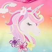 abordables Dessins animés 3D de fille-Fille 3D à imprimé arc-en-ciel Licorne Dégradé de Couleur Sweat à capuche Pullover Rose manche longue 3D effet Automne Hiver Actif Mode Le style mignon Enfants 3-12 ans 4-12 ans Extérieur Casual du