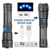abordables Linternas-Linterna led xhp100 de alta potencia, recargable, 4 núcleos, zoom, usb, para acampar al aire libre/uso de emergencia, 1 ud.