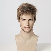economico Parrucche uomo-Parrucche sintetiche Uniformi Costumi di carriera Da principessa Kinky liscia Parte di mezzo Taglio scalato A macchina Parrucca 8&quot; Cenere marrone Capelli sintetici Per uomo Cosplay Feste Di tendenza